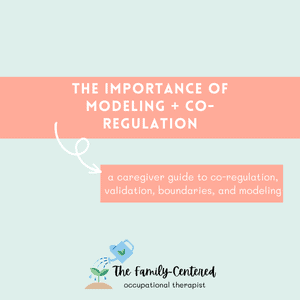 teal cover photo with pink accents, with a title that reads "the importance of modeling and co-regulation"